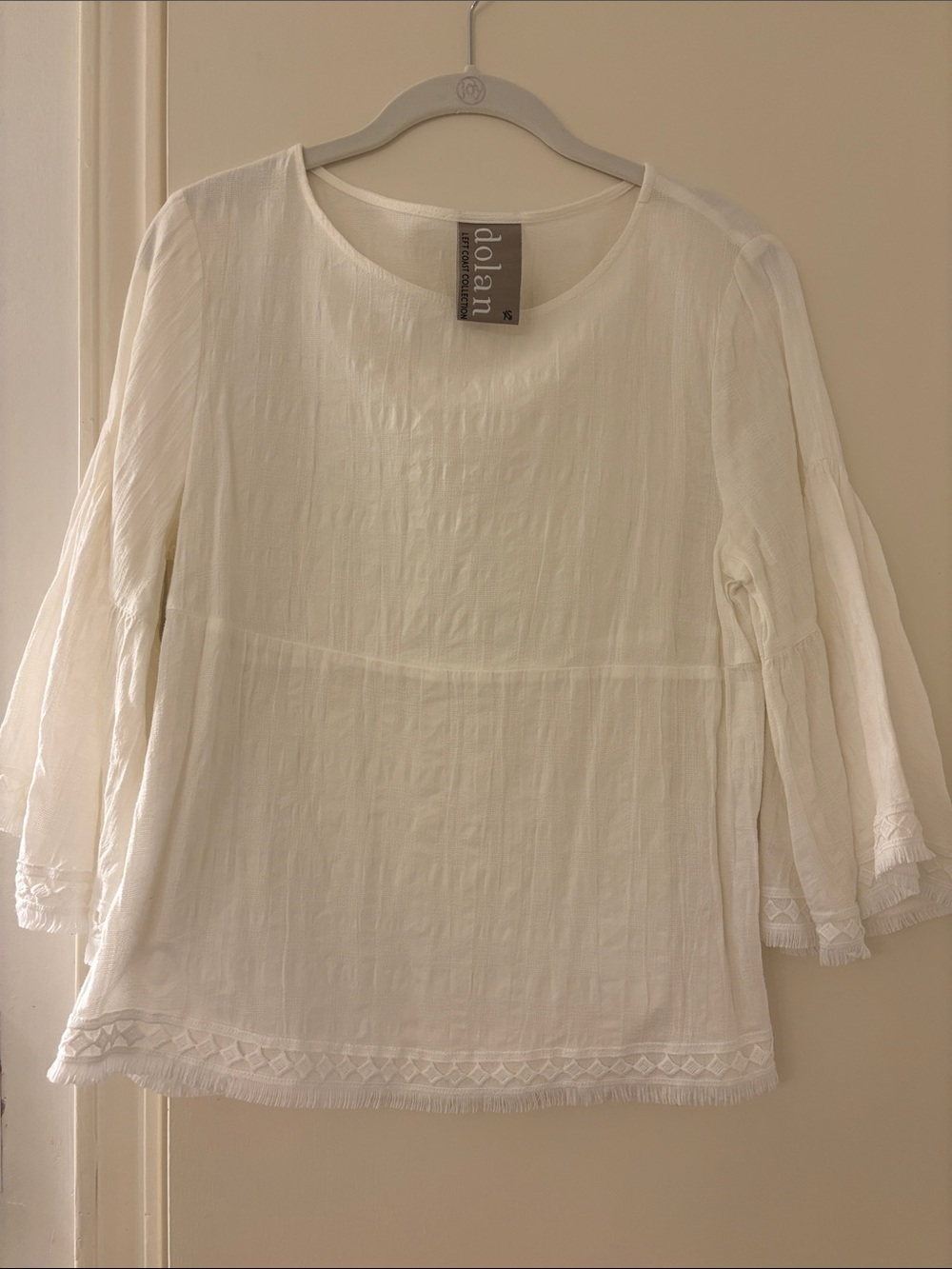 dolan white Lightweight Boho Blouse with Lace Trim